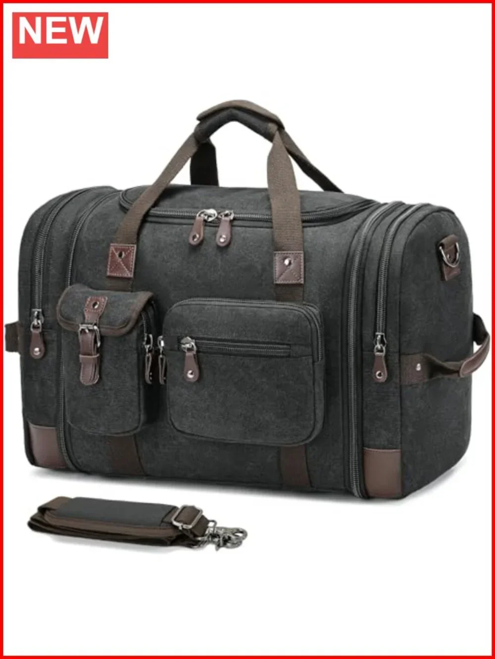 Vintage Canvas 55L Weekender Duffel Bag Carry On Travel Overnight